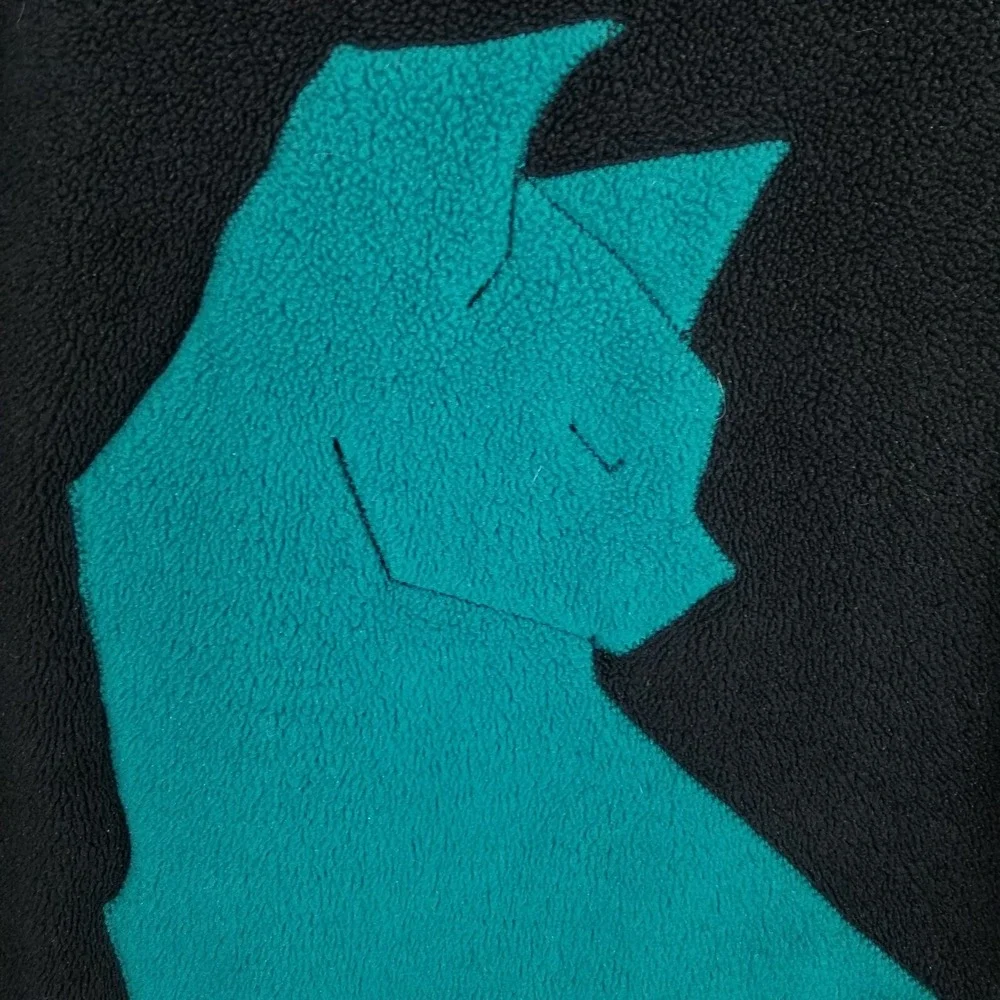 Vtg‎ Maralyce Ferree Jacket Women Black Fleece Cats Scarf Fiber Art Eclectic USA